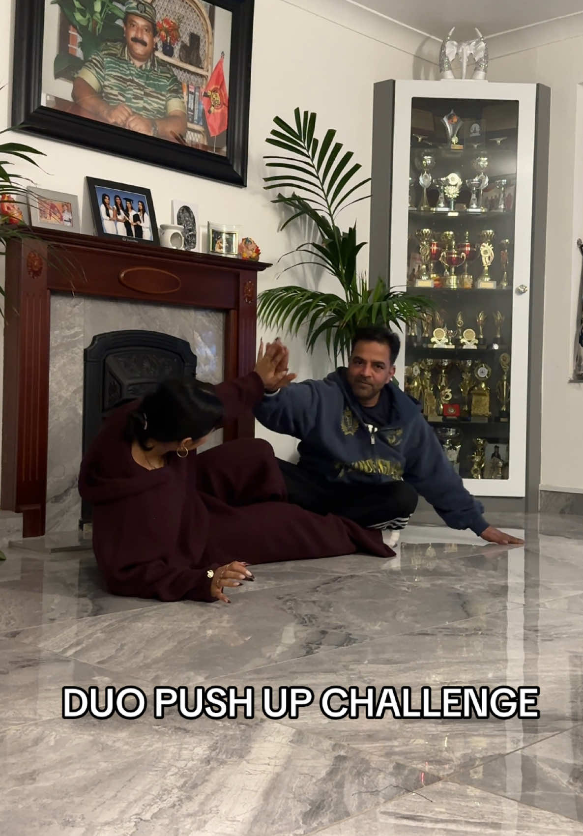 TikTok post by @raahavyy for YoungLA. Caption reads: duo push up challenge🫶🏽 new @YoungLA for Her....