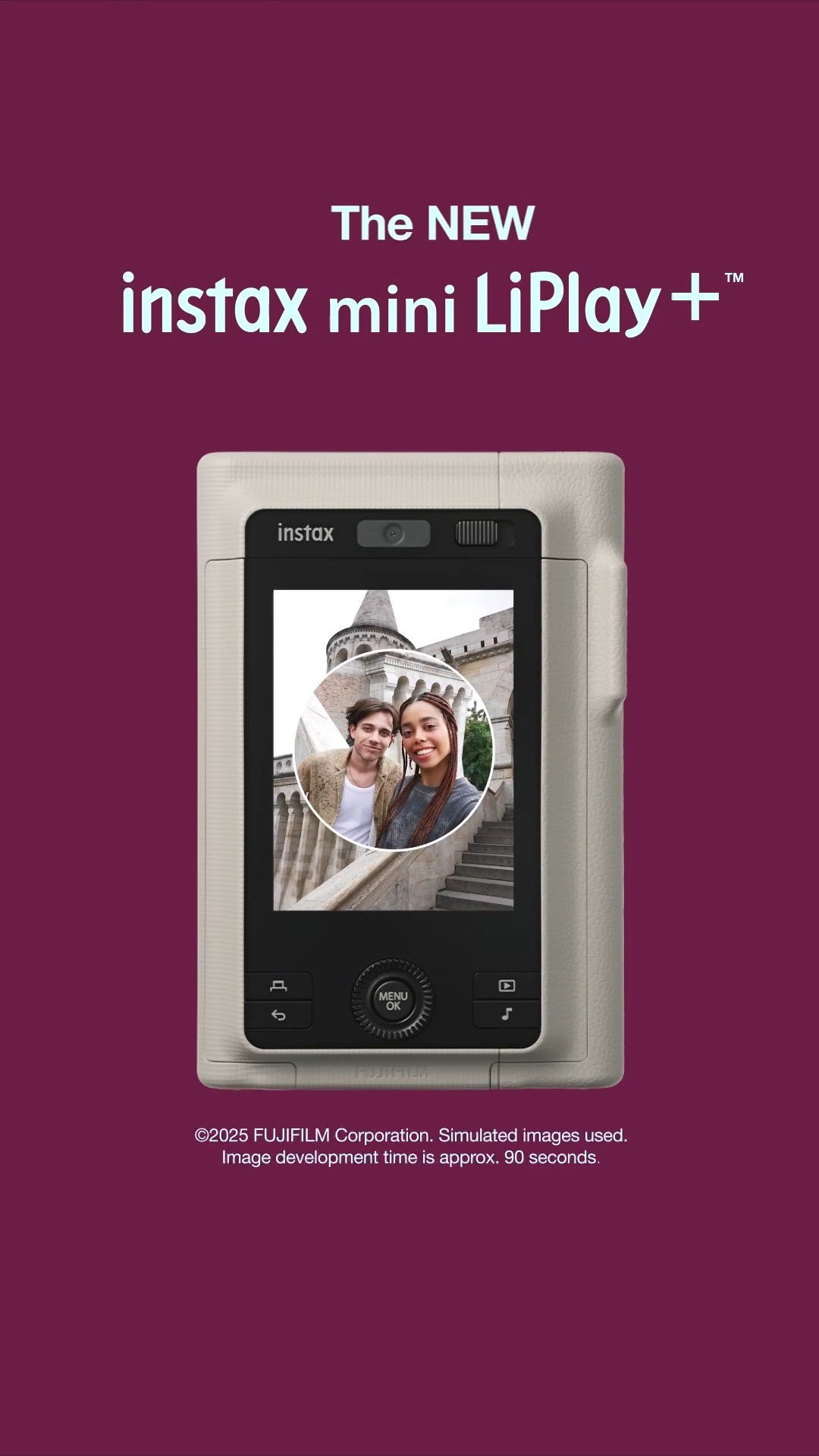 Instagram post by @instaxindonesia for Fujifilm. Caption reads: [...] #InstaxIndonesia #InstaxMiniLiplay+....