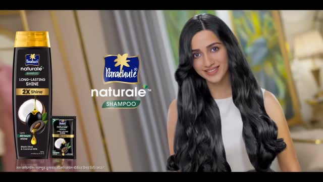 Instagram post by @sakkshi_mhadolkar for Parachute Advansed. Caption reads: New Parachute Natural Long-Lasting Shine Shampoo....