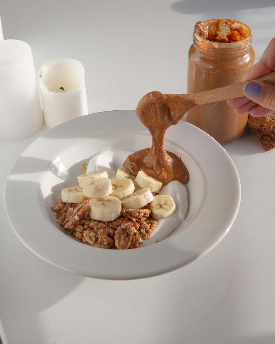 Instagram post by @emilygough for THRIVE Magazine. Caption reads: Gingerbread Almond Butter
This tastes like a jar....