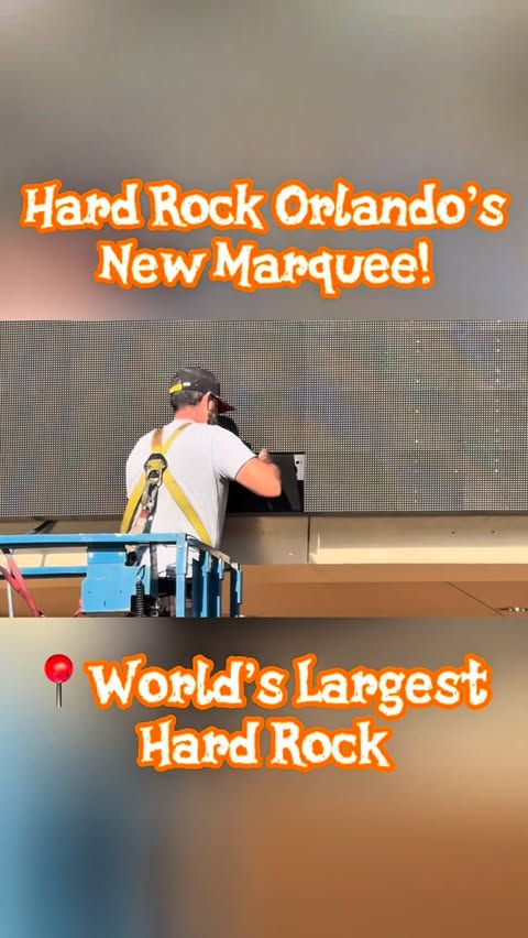 Instagram post by @magiccitymayhem for Hard Rock Cafe. Caption reads: When you catch them installing the final panel of....