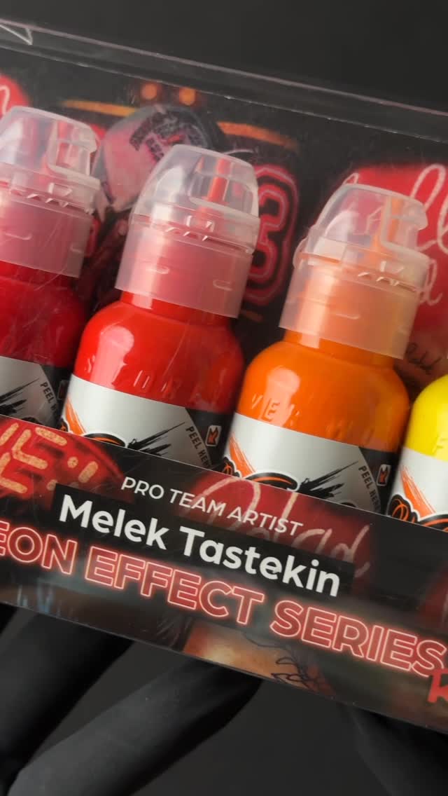 Instagram post by @melektastekin_tattooer for World Famous Tattoo Ink. Caption reads: ⚡ NEON VIBES UNLOCKED ⚡
Achieve that....