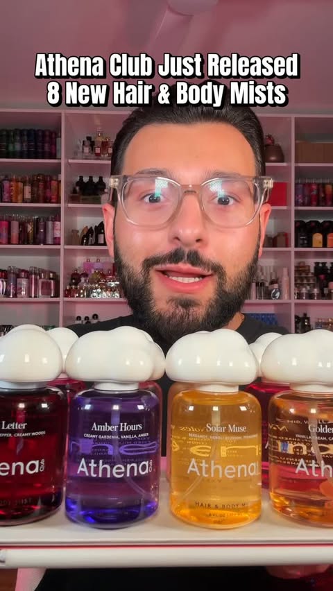 Instagram post by @paulreactss for Athena Club. Caption reads: @athenaclub just launched their hair & body mists....