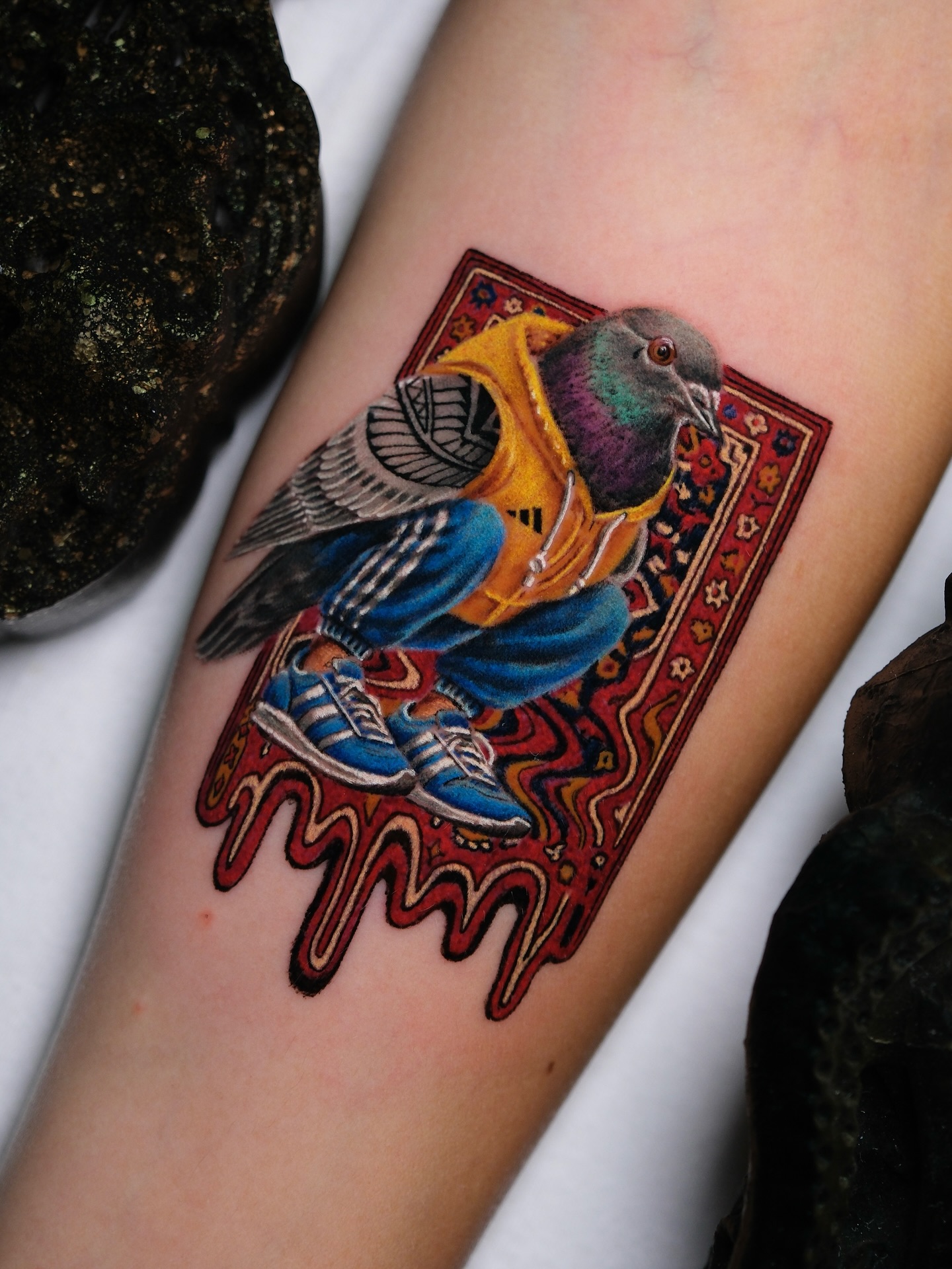Instagram post by @devrimaktastattoo for Inked. Caption reads: 🕊️• OTURMUŞUM KENDİME • 🕊️
Ink of Olympus....