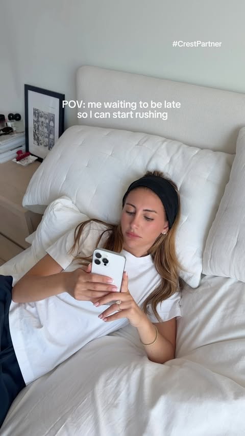 Instagram post by @tatianamek for Crest. Caption reads: [...] least my smile is ahead of schedule with....