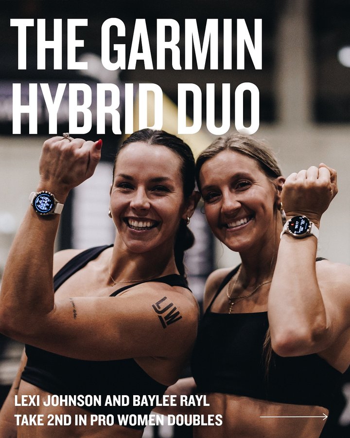 Instagram post by @lexijwellness for Garmin. Caption reads: Gym buddies? More like training partners with....