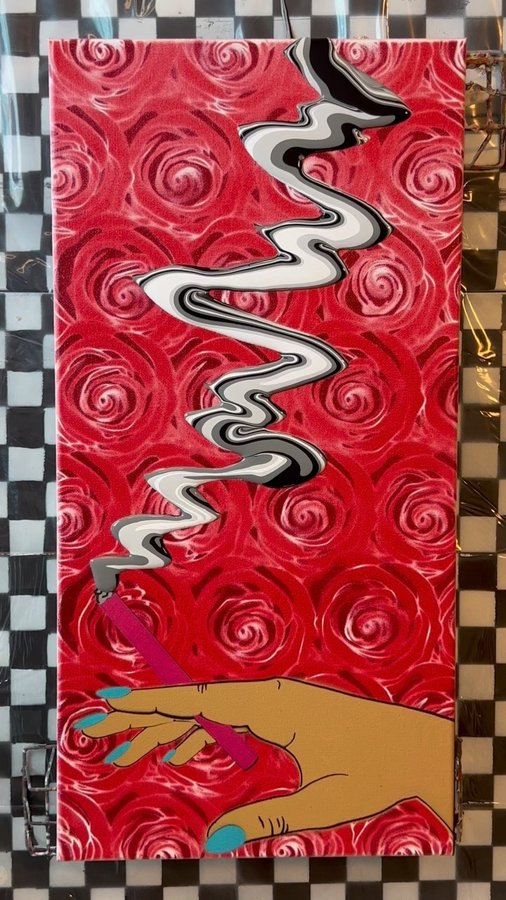 Instagram post by @pourmyartoutstudio for Blazy Susan. Caption reads: [...] 🌹

This piece was inspired by @blazysusan....