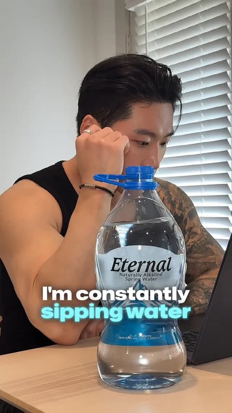 Instagram post by @thekoreanhulk for Eternal Water. Caption reads: [...] of what you drink really matters 💦 Eternal....
