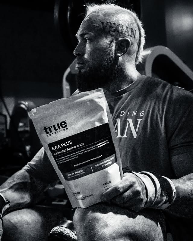 Instagram post by @thebodybuildingvegan for True Nutrition. Caption reads: It’s not always so black and white. However with....