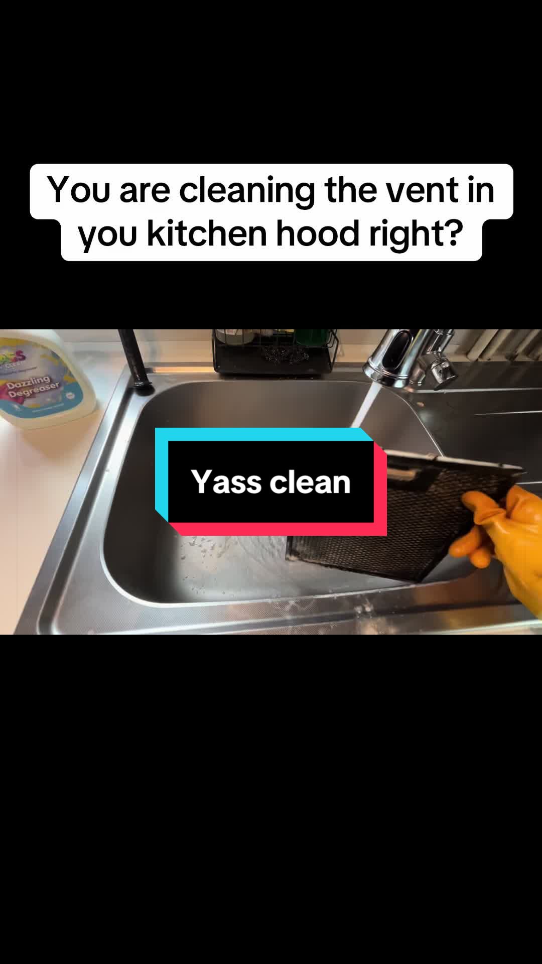 TikTok post by @sheena.tiktok76 for Yass Clean. Caption reads: [...] and watch how much grease comes off....