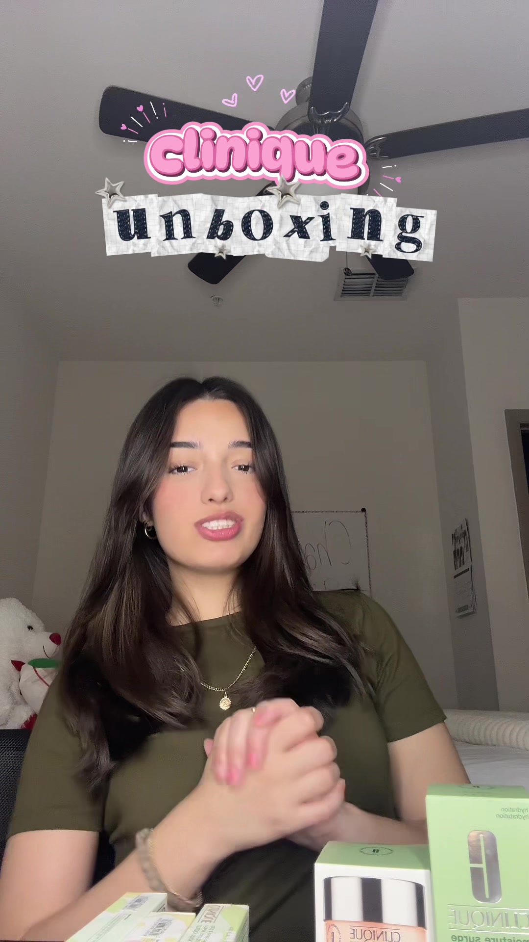 TikTok post by @chirleyy_ for College Fashionista. Caption reads: [...] #cliniquepartner @Clinique @College....