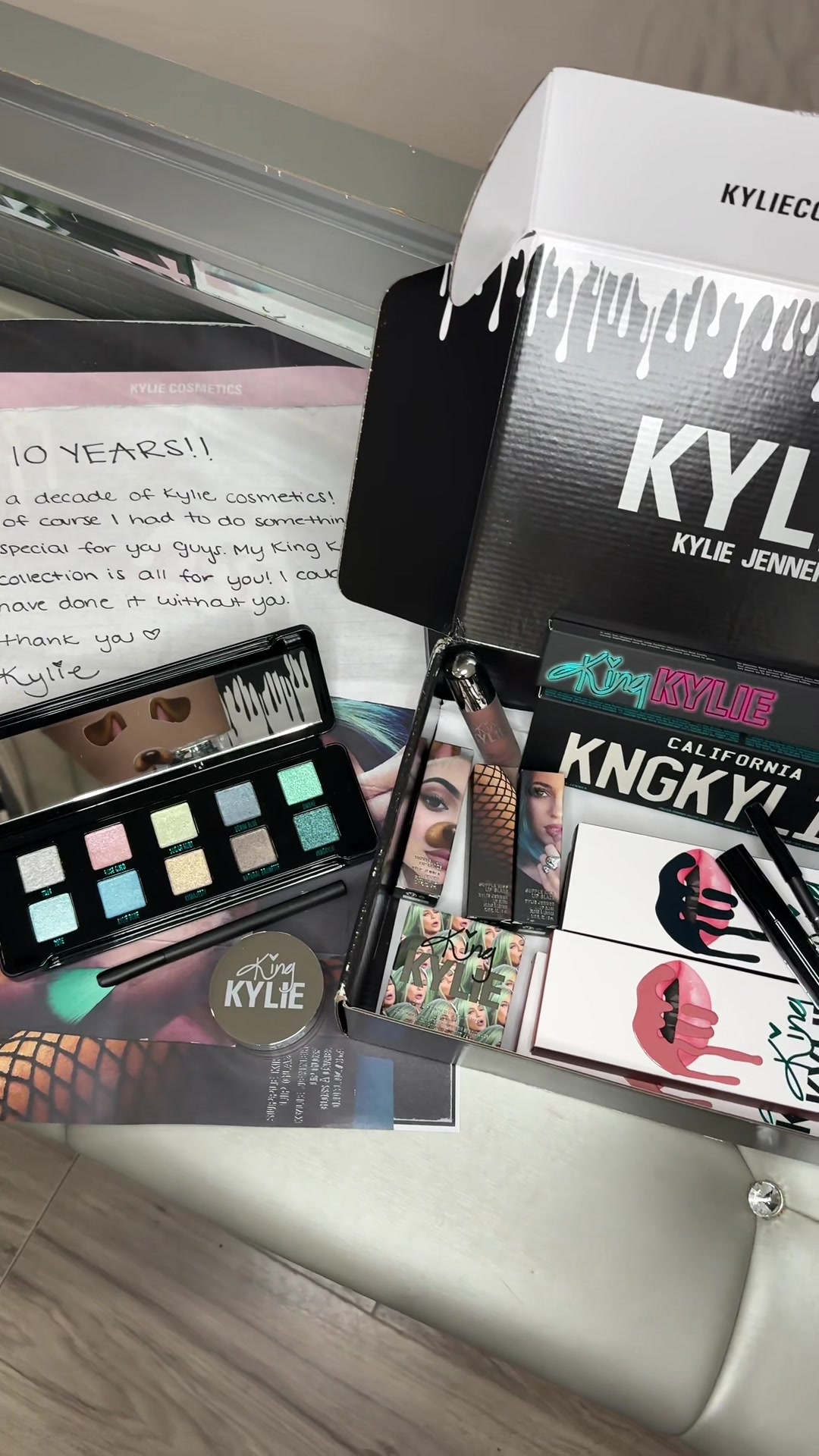 TikTok post by @anjane.xo for Kylie Cosmetics. Caption reads: [...] Happy 10 year anniversary @Kylie Cosmetics....