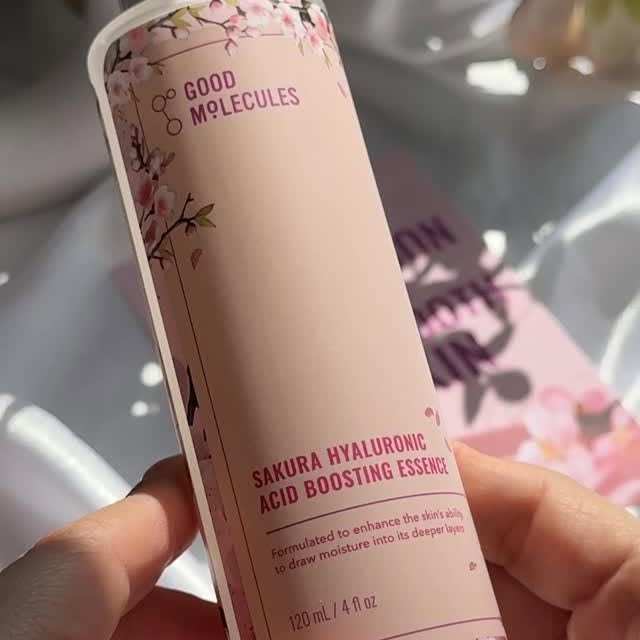 Instagram post by @labeautygirly07 for Good Molecules. Caption reads: New Sakura Hyaluronic Acid Boosting Essence from....
