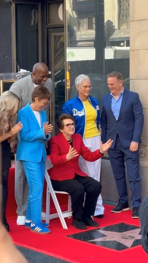 Instagram post by @peoplemagsports for People Magazine. Caption reads: Congrats to the one and only #BillieJeanKing. ⭐....