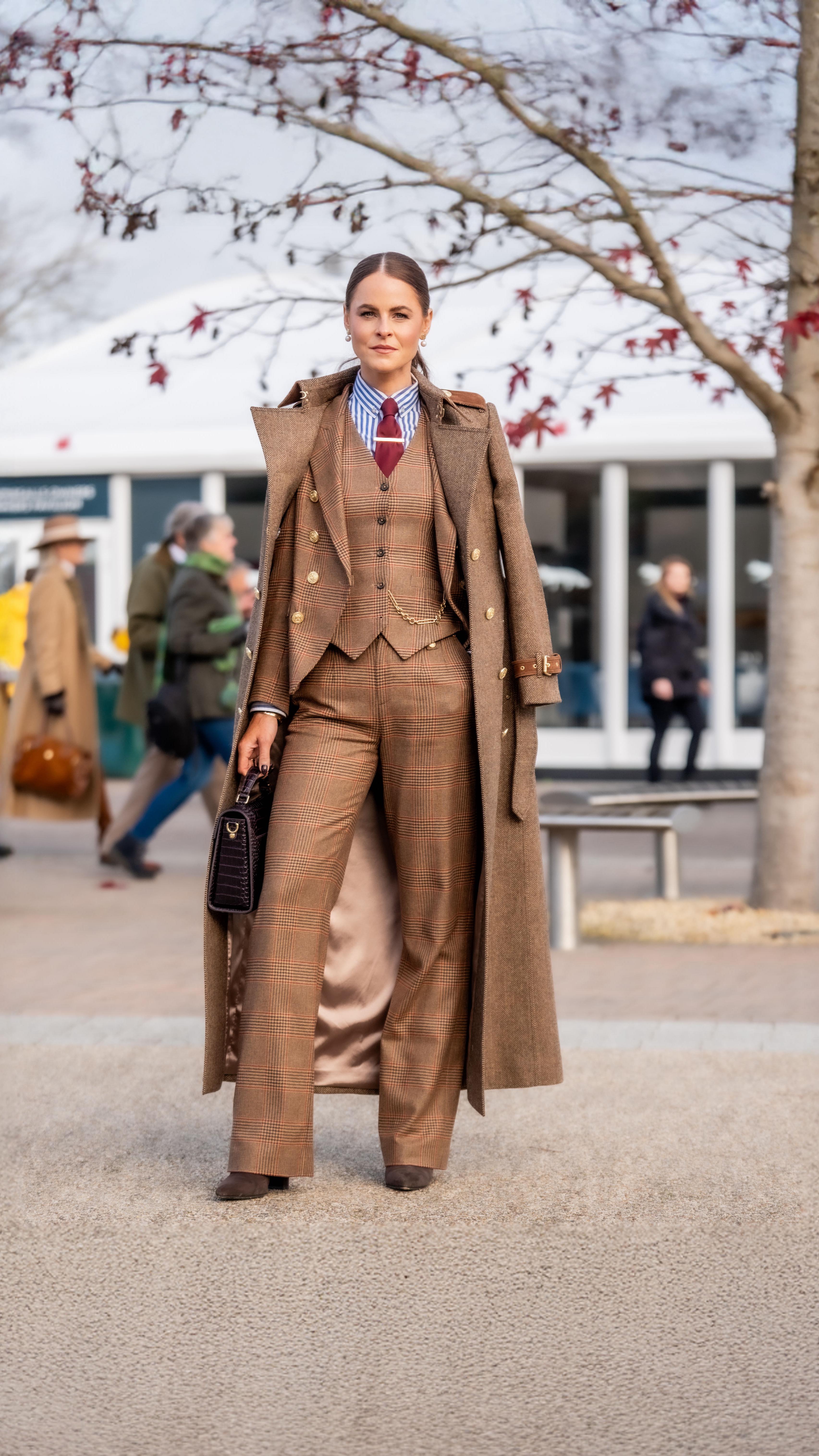 Instagram post by @jadehollandcooper for Holland Cooper. Caption reads: A classic tailored look — race-day ready ahead of....