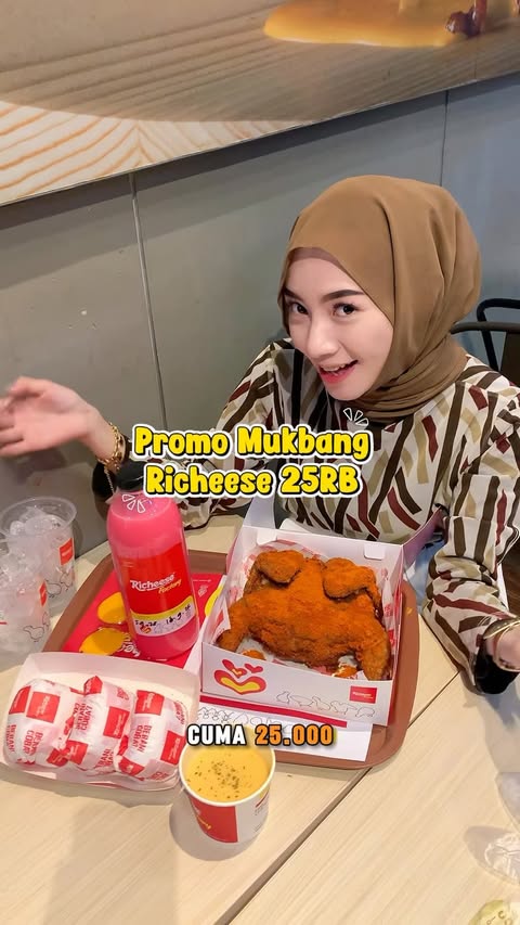 Instagram post by @cimeisya for Yup. Caption reads: [...] Richeese! 🍗❤️ @richeese_factory....
