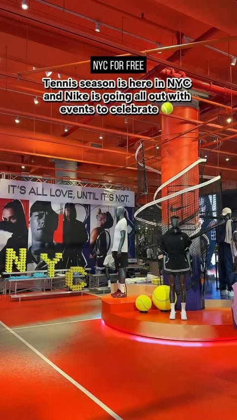 Instagram post by @nyc_forfree for Nike. Caption reads: [...] season is here in New York City, and @Nike....