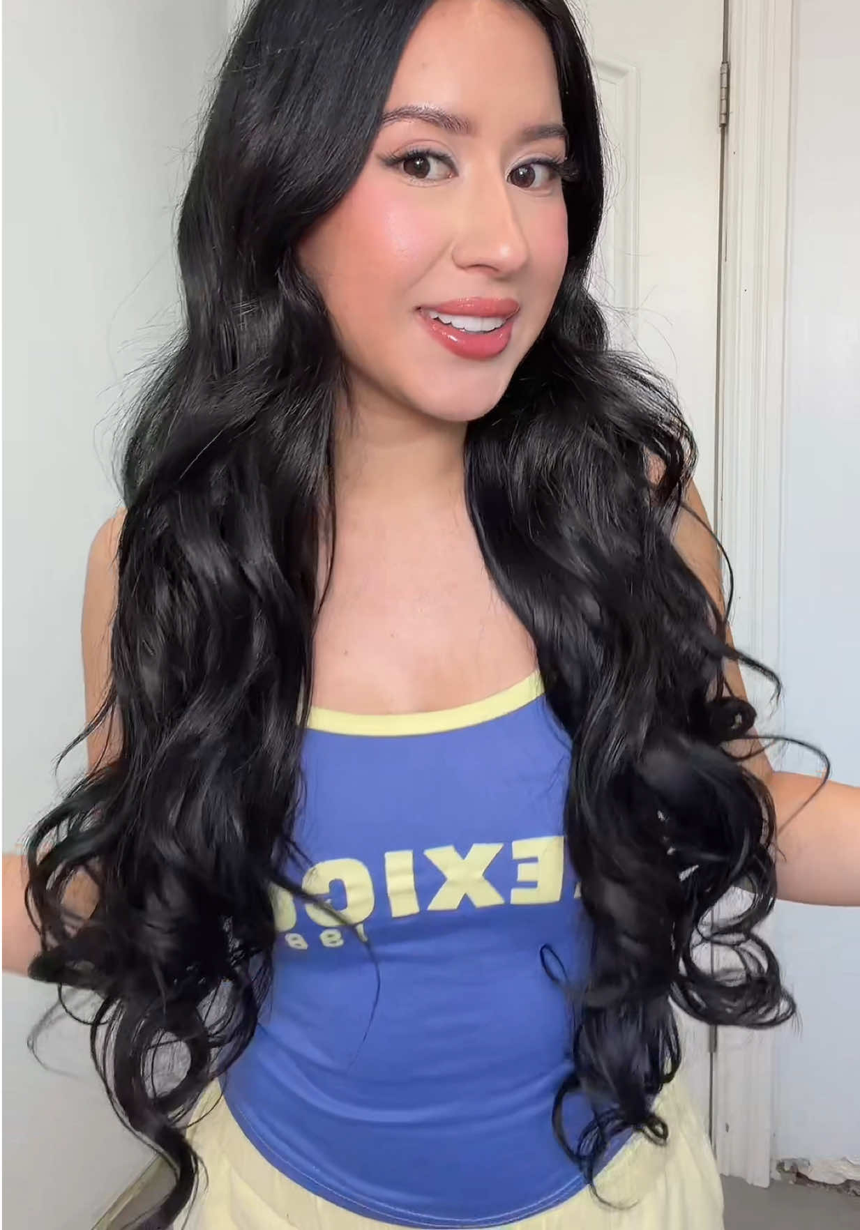 TikTok post by @alexiariverax for Kookastyle Hair Extensions. Caption reads: 🫶🏼🫶🏼 obsessed!!! 10/10 🥹 @kookastyle hair....