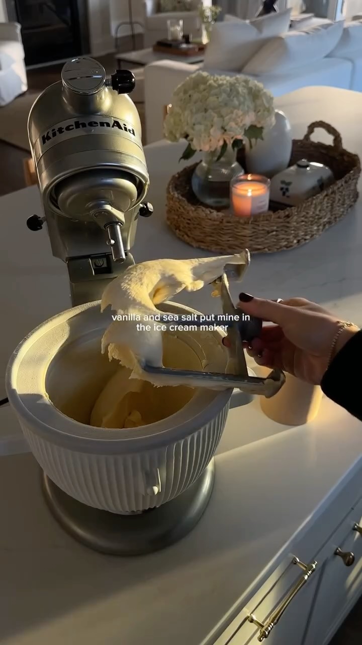 Instagram post by @feelwellbyanna for KitchenAid. Caption reads: the ice cream i always have in my freezer 🍨....