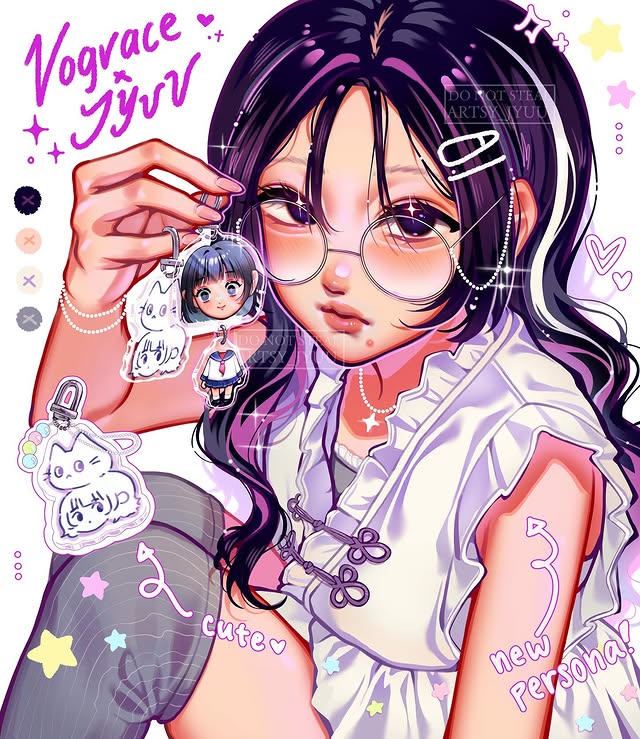 Instagram post by @artsy_jyuu for Vograce. Caption reads: [...] merch😏] I’m back with a collab with....