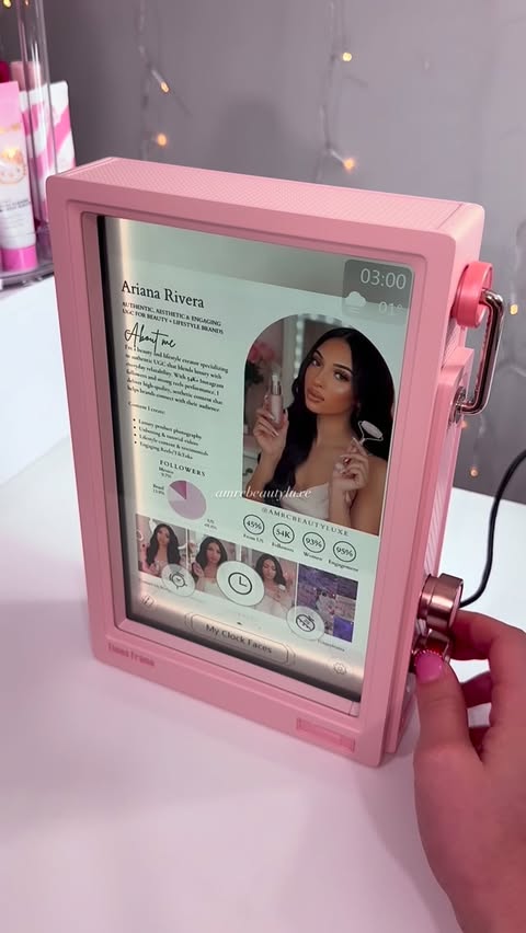 Instagram post by @amrcbeautyluxe for Divoom. Caption reads: How cute is this new Divoom Times....