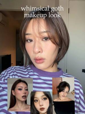 TikTok post by @tbhfiona for CLIO US. Caption reads: whimsical goth makeup look 💗 hope you like this....