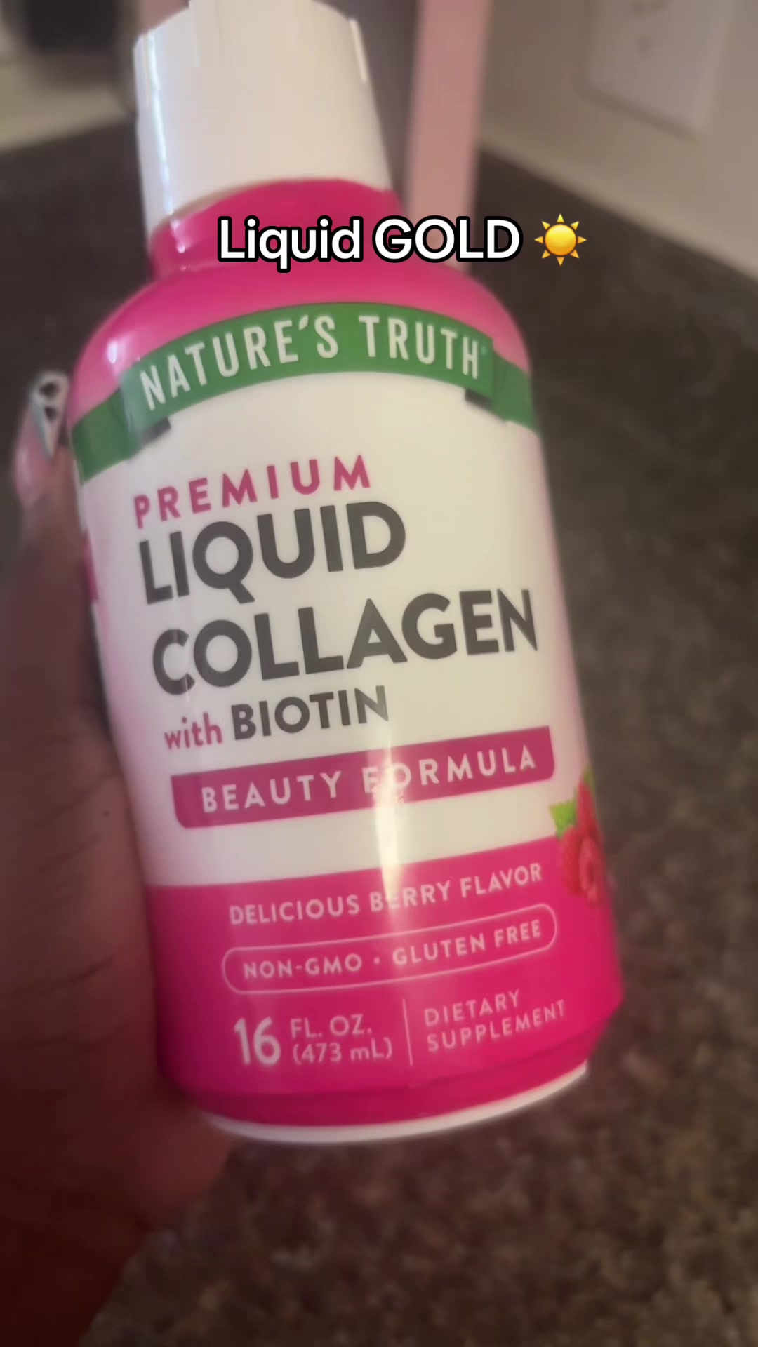 TikTok post by @therealchampayned for Nature's Truth. Caption reads: @Nature’s Truth #liquidcollagen....