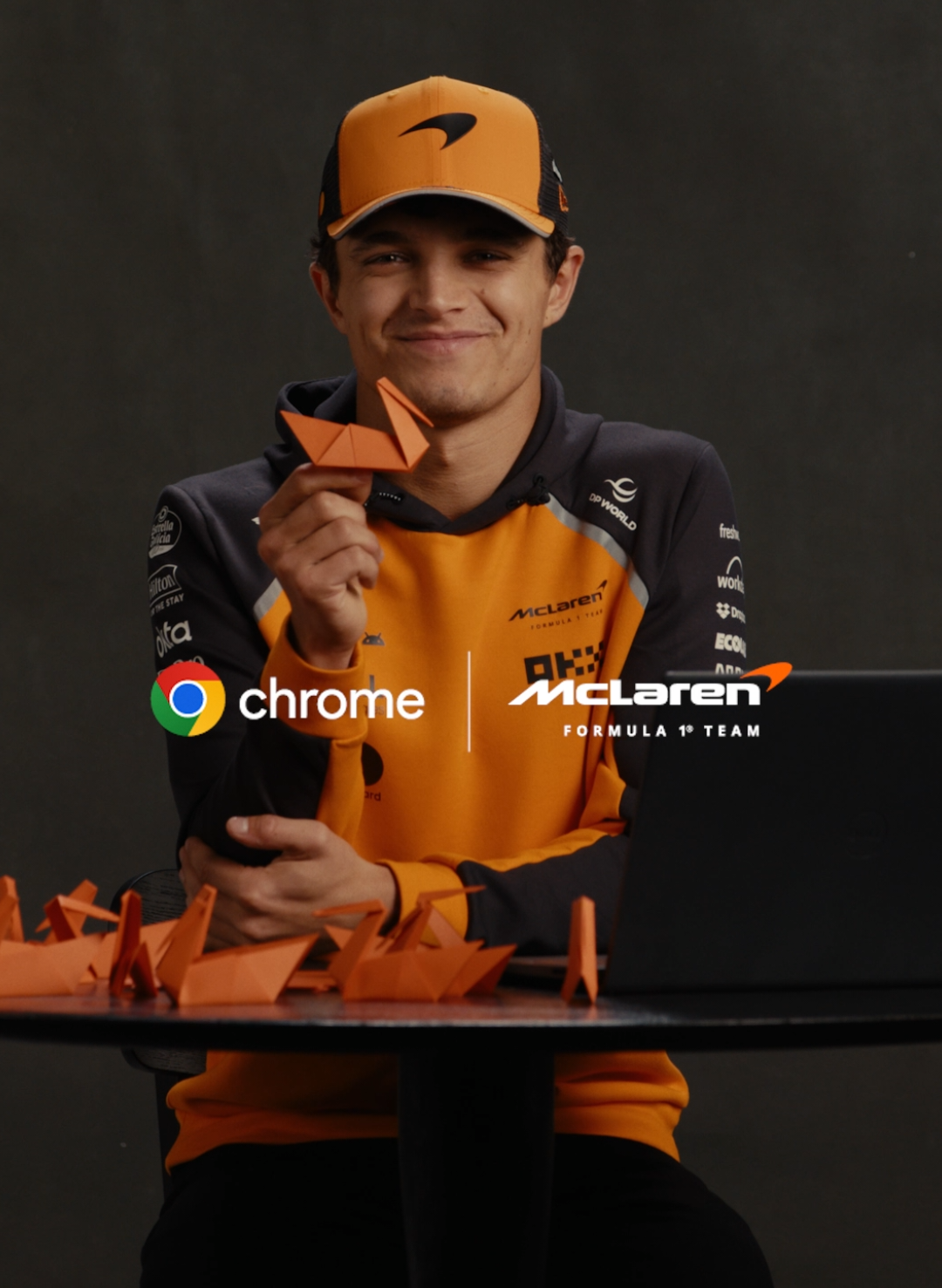 TikTok post by @googlechrome for McLaren. Caption reads: [...] finesse. Gemini in Chrome helps @McLaren....
