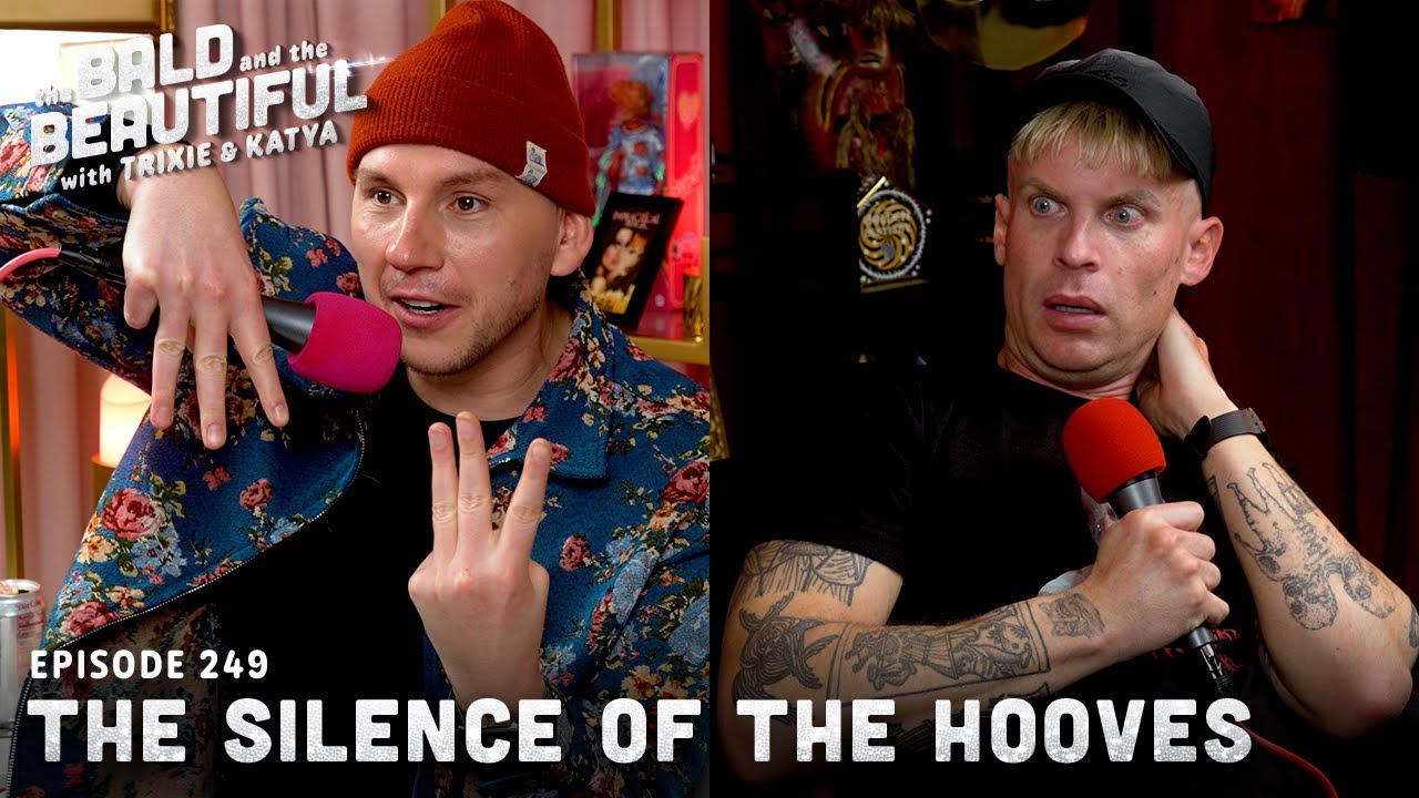 YouTube post by @katyaandtrixie for Squarespace. Caption reads: The Silence of the Hooves with Trixie and Katya |....