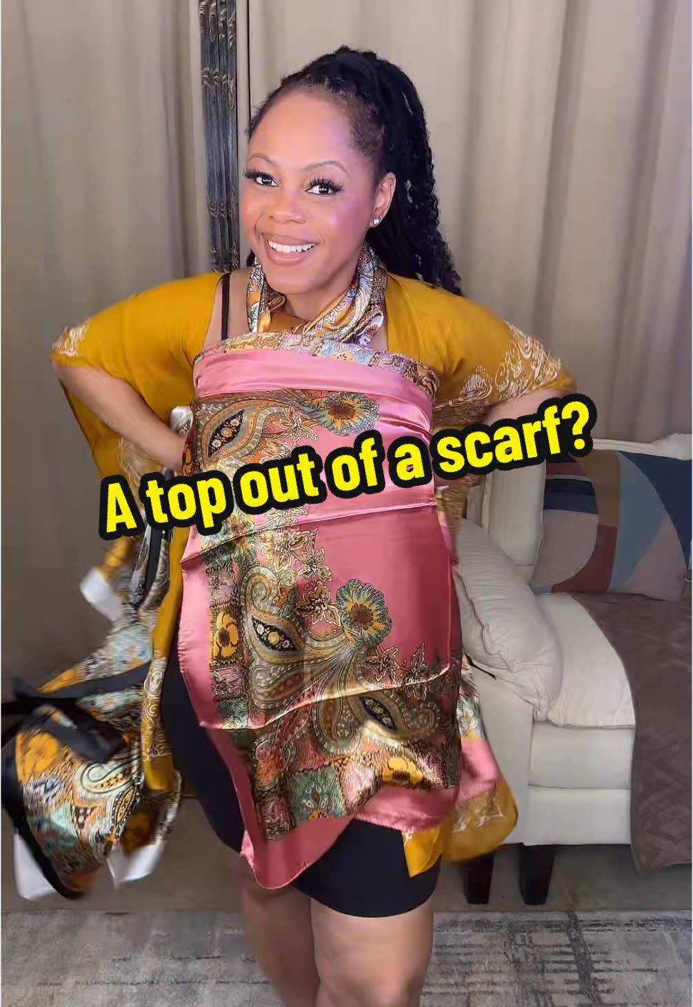 TikTok post by @tayshaani for Awaytr. Caption reads: @Awaytr Store #silkscarves #scarves [...].