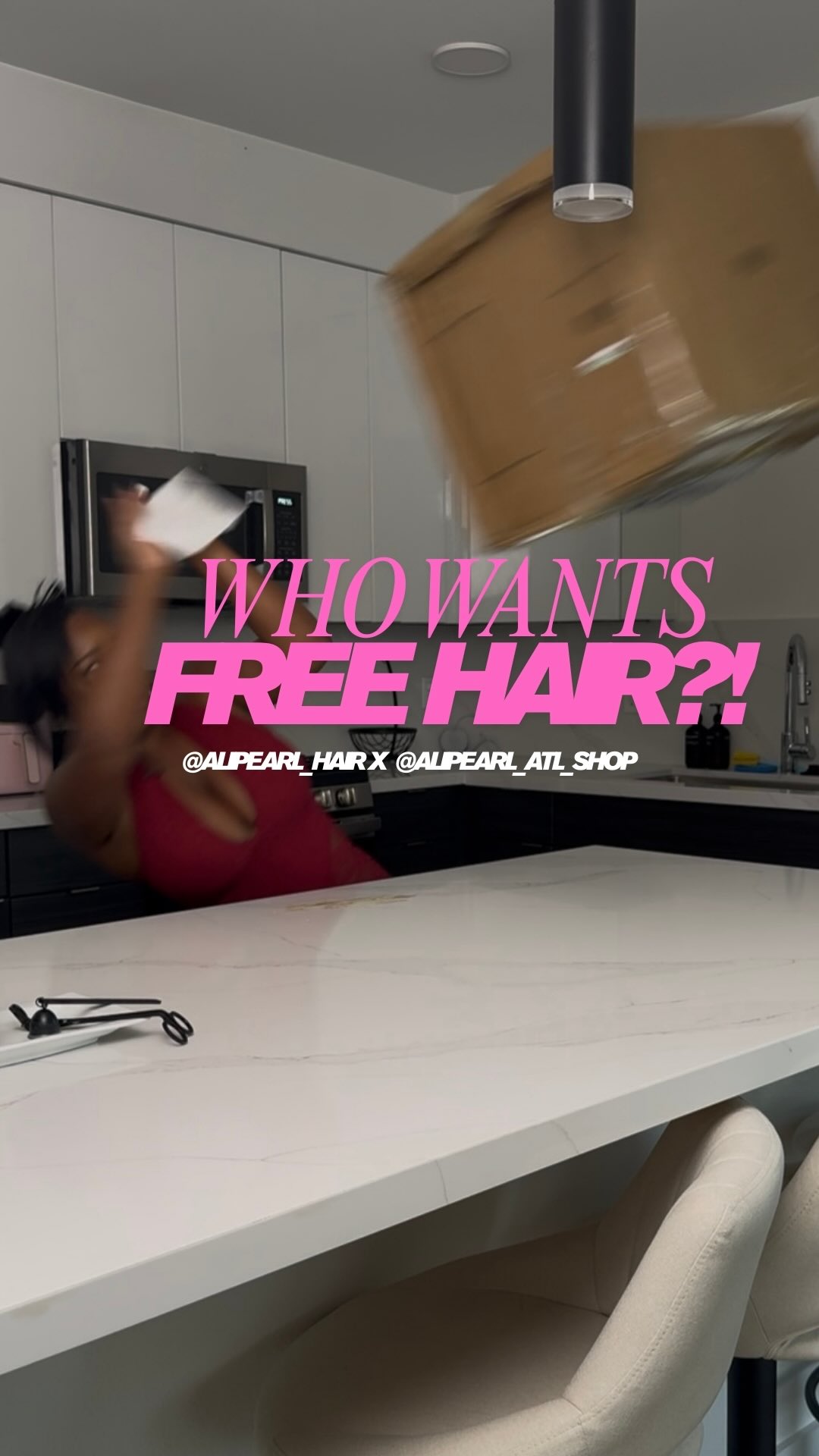 Instagram post by @iamcheaandrea for Alipearl Hair. Caption reads: FREE HAIR?! 👀 Drop a comment if you want in! ⬇️....