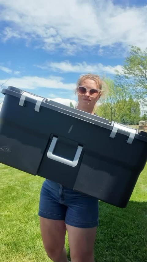 Instagram post by @jessicabmathie for Sterilite. Caption reads: [...] finally a place for all the gear! The....