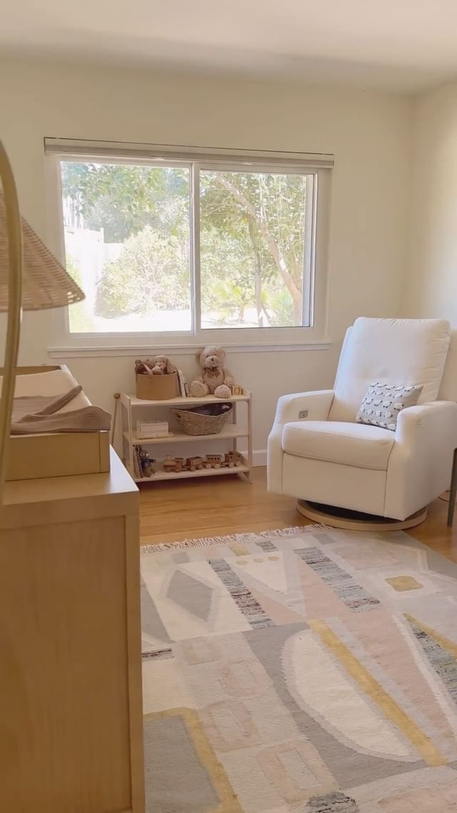 Instagram post by @chloealysse for Namesake Home. Caption reads: NURSERY REVEAL — I’ve been so excited to share....