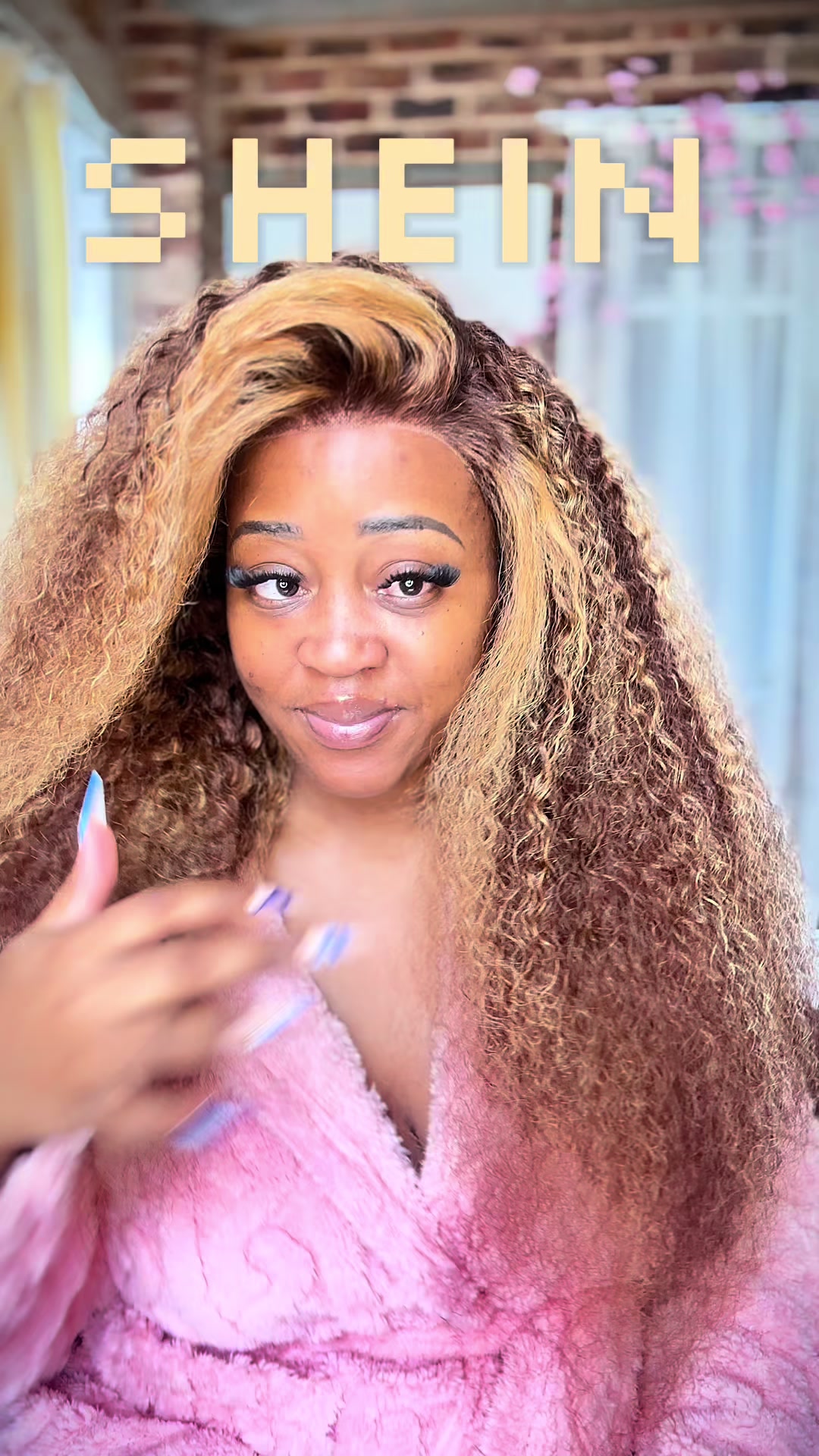 TikTok post by @magwamanda_ for Shein.wig. Caption reads: [...] (no extra steps 😉). @SHEIN @SHEIN ZA....