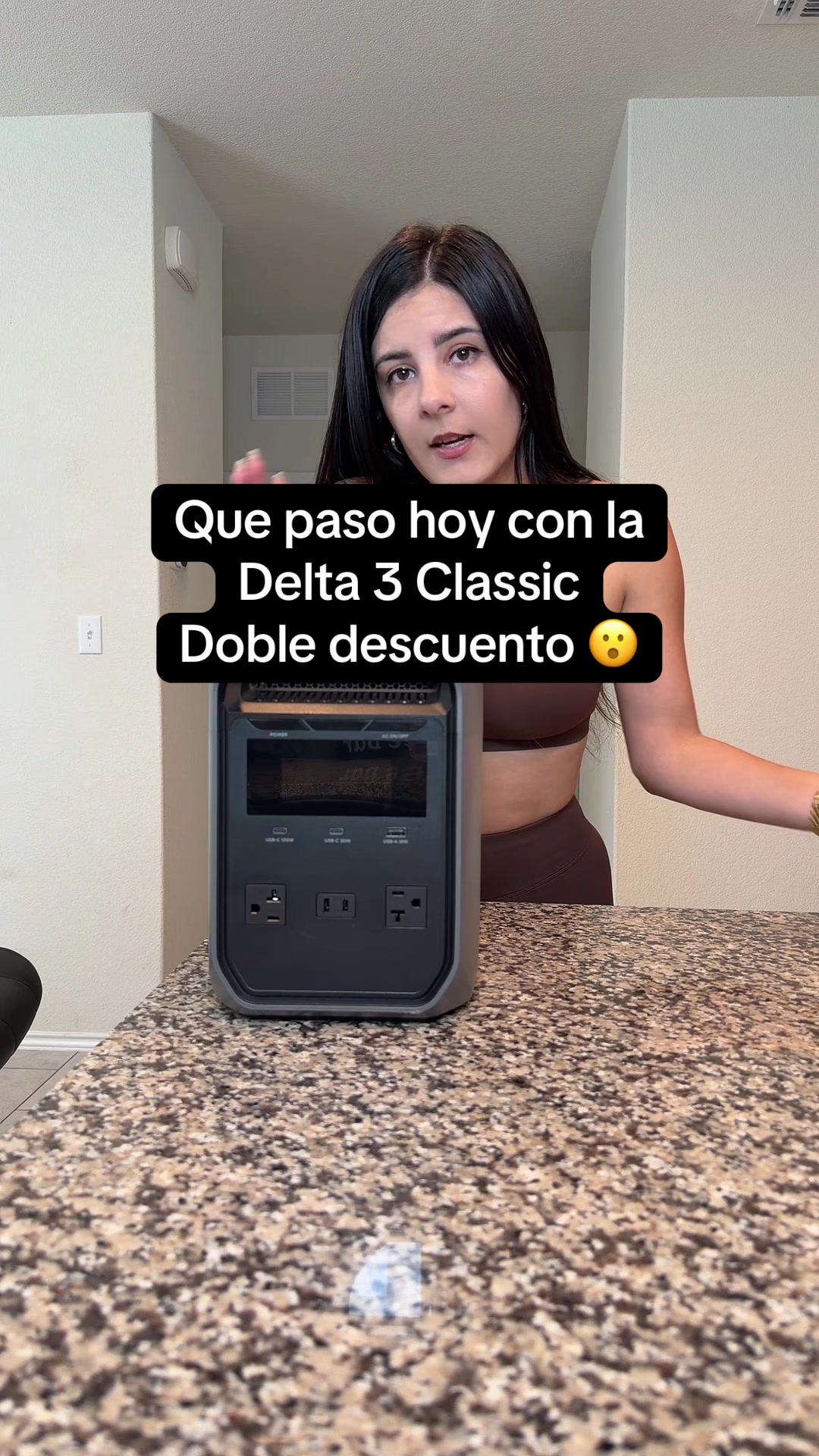 TikTok post by @sandrabosque99 for EcoFlow. Caption reads: Delta 3 Classic #ecoflow #portablepowerbank [...].