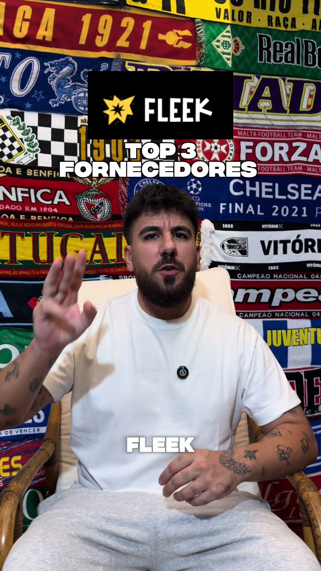TikTok post by @nunosleide for Join Fleek. Caption reads: Top 3 Fornecedores da @Fleek para este Inverno |....