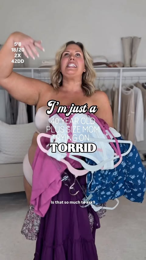 Instagram post by @ashley_dorough for Torrid. Caption reads: ✨SIZES 10-30✨ TORRID TRY-ON HAUL ON MY 18/20 2X....