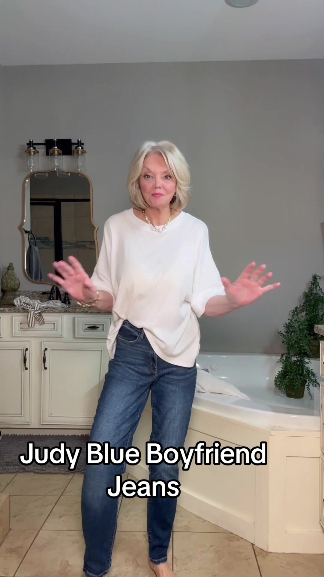 TikTok post by @donna.harig for Freckled Poppy. Caption reads: [...] #comfyjeans#tummytuvkjeans@Freckled Poppy.