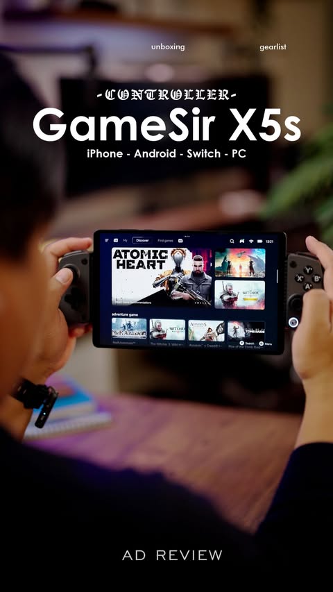 Instagram post by @ad_review for GameSir. Caption reads: [...] Retro & Steam — semua lancar.

🎮 GameSir....