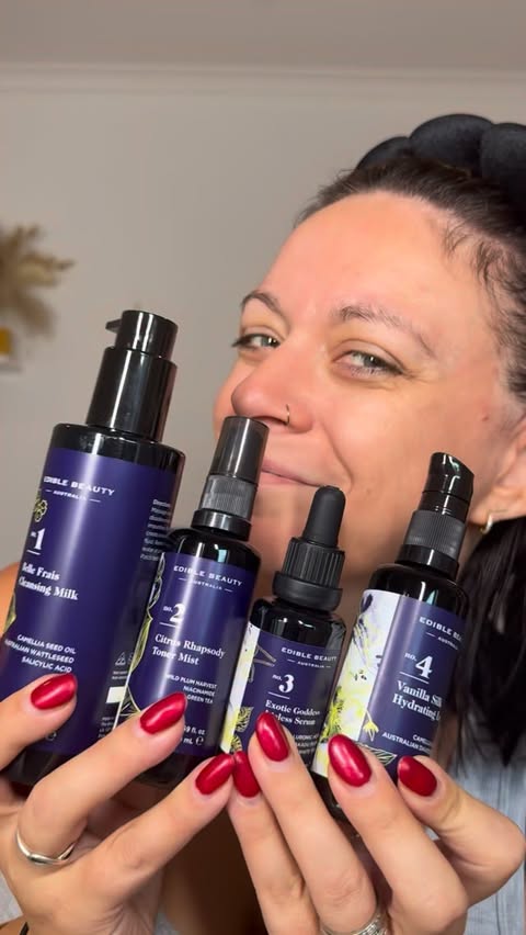 Instagram post by an influencer for Edible Beauty Australia. Caption reads: 💙💙💙💙💙💙💙💙💙💙 Edible Beauty The Core Four....