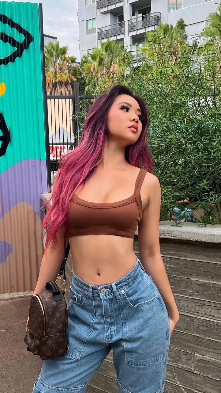 Instagram post by @mimibirb for OVERTONECOLOR. Caption reads: pink aesthetic @overtonecolor #oVertoneHairStyling....