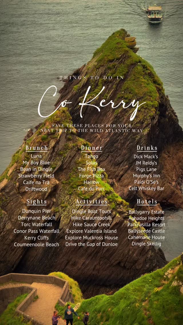Instagram post by @pockettraveldeals for Discover Ireland. Caption reads: County Kerry Travel Guide Together with our....