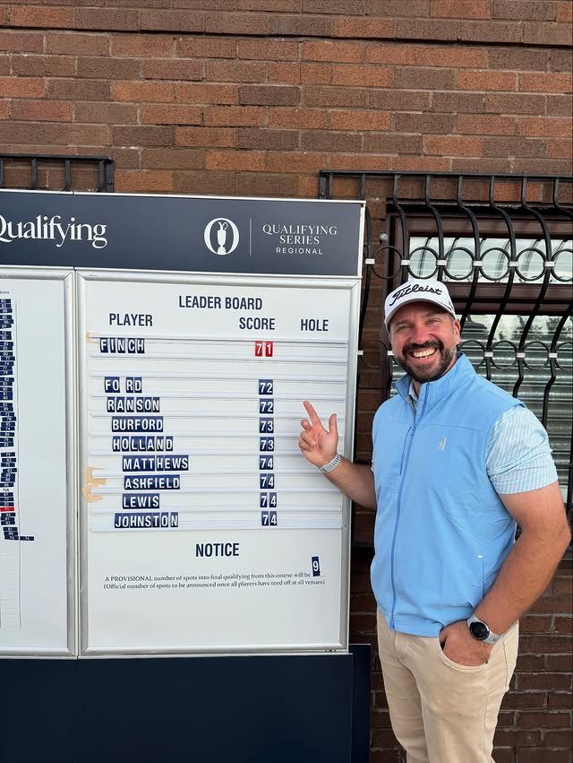 Instagram post by @peterfinchgolf for Titleist. Caption reads: [...] down, let alone live out. Signing with....