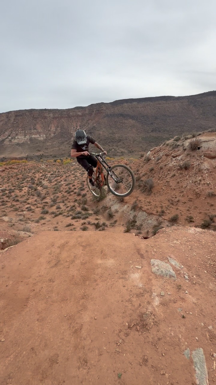 Instagram post by @lukewhitlock_ for Michelin. Caption reads: Felt good to spin off some cliffs again this past....