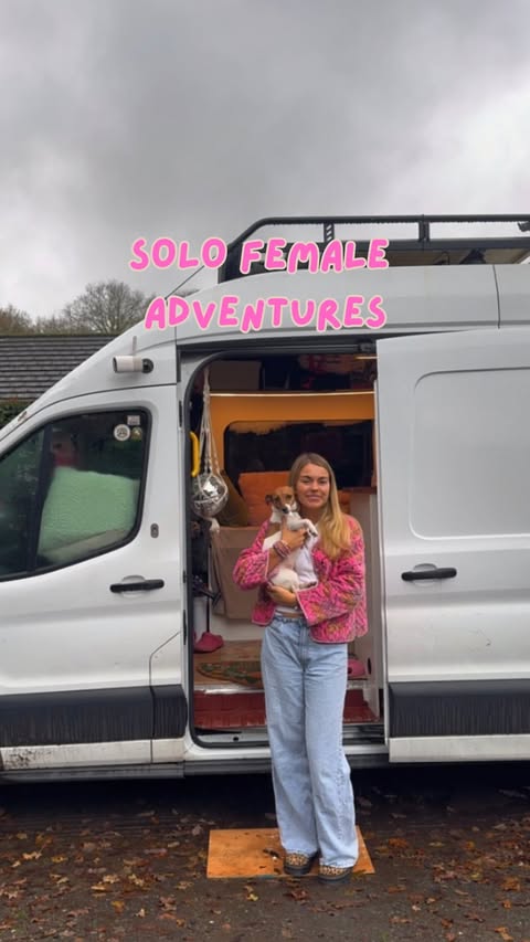 Instagram post by @heidijoannee for Reolink. Caption reads: Solo female vanlife safety is such an important....