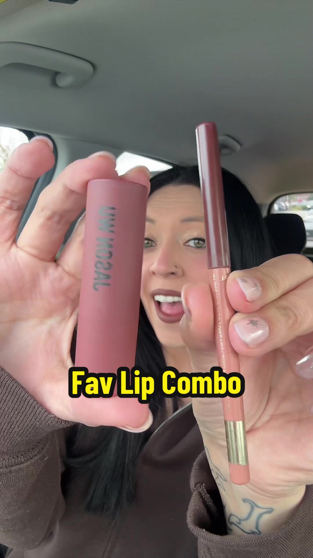 TikTok post by @makingmemorieswithjess for JASON WU BEAUTY. Caption reads: [...] Colour Riche lipliner in 570 and @Jason Wu....