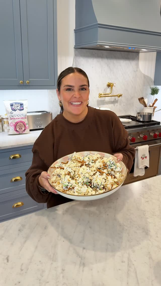 Instagram post by @brivenzke for LesserEvil. Caption reads: SPOOKY POPCORN BARK with @lesserevilsnacks....