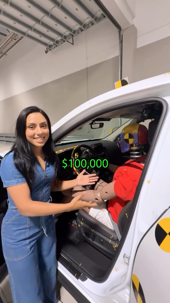 Instagram post by @michellekhare for Nissan USA. Caption reads: What happens when you crash a $100,000 test dummy....