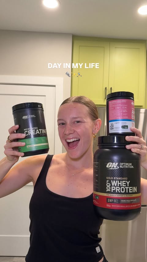 Instagram post by @cambwoods for Optimum Nutrition. Caption reads: #OptimumNutritionPartner My day of movement,....