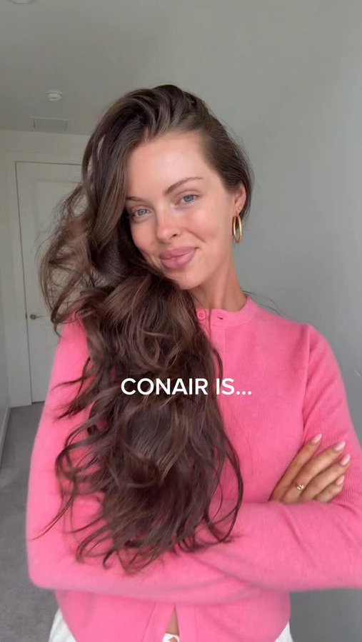 Instagram post by @gracemweston for Conair. Caption reads: #ad Saying goodbye to the curls today with the....